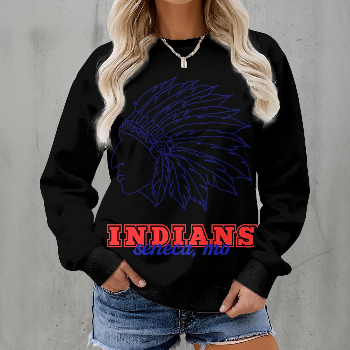 Seneca Indians Valley Girl ~ SweetPea & Sage Collective Excl Women's Fleece Crew Neck Sweatshirt|DTF