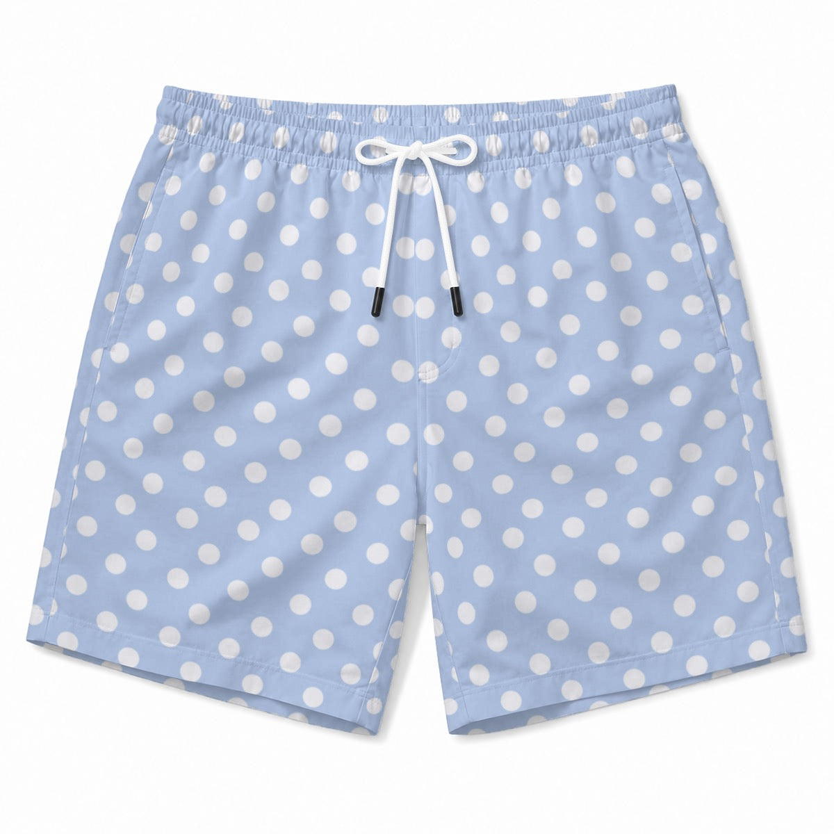 Men’s Blue and White Polka Dot Shorts with drawstring & pockets
