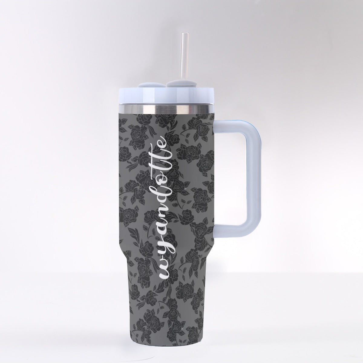 Wyandotte Black Roses oz Tumbler With Handle