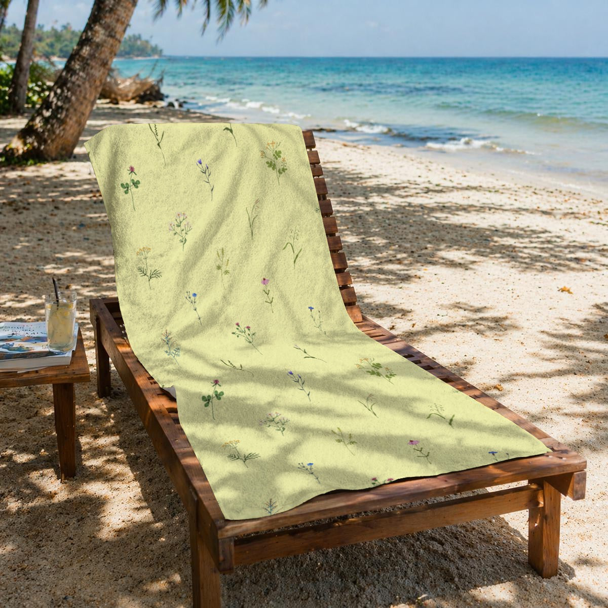 Yellow Dainty Flowers Beach Towel 29.5” x 59.1”