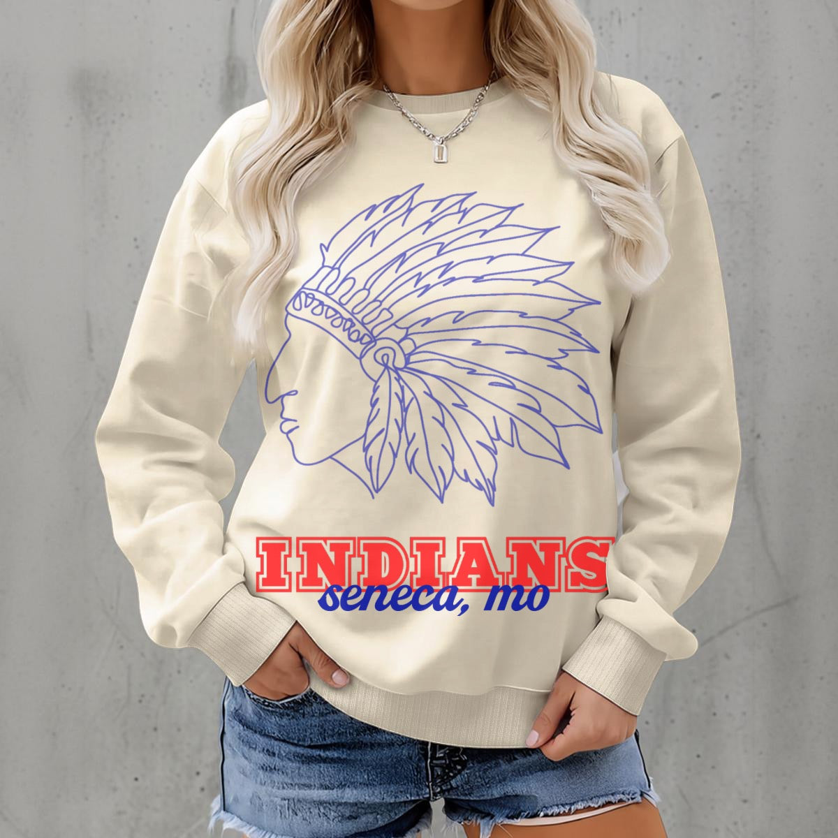 Seneca Indians Valley Girl ~ SweetPea & Sage Collective Excl Women's Fleece Crew Neck Sweatshirt|DTF