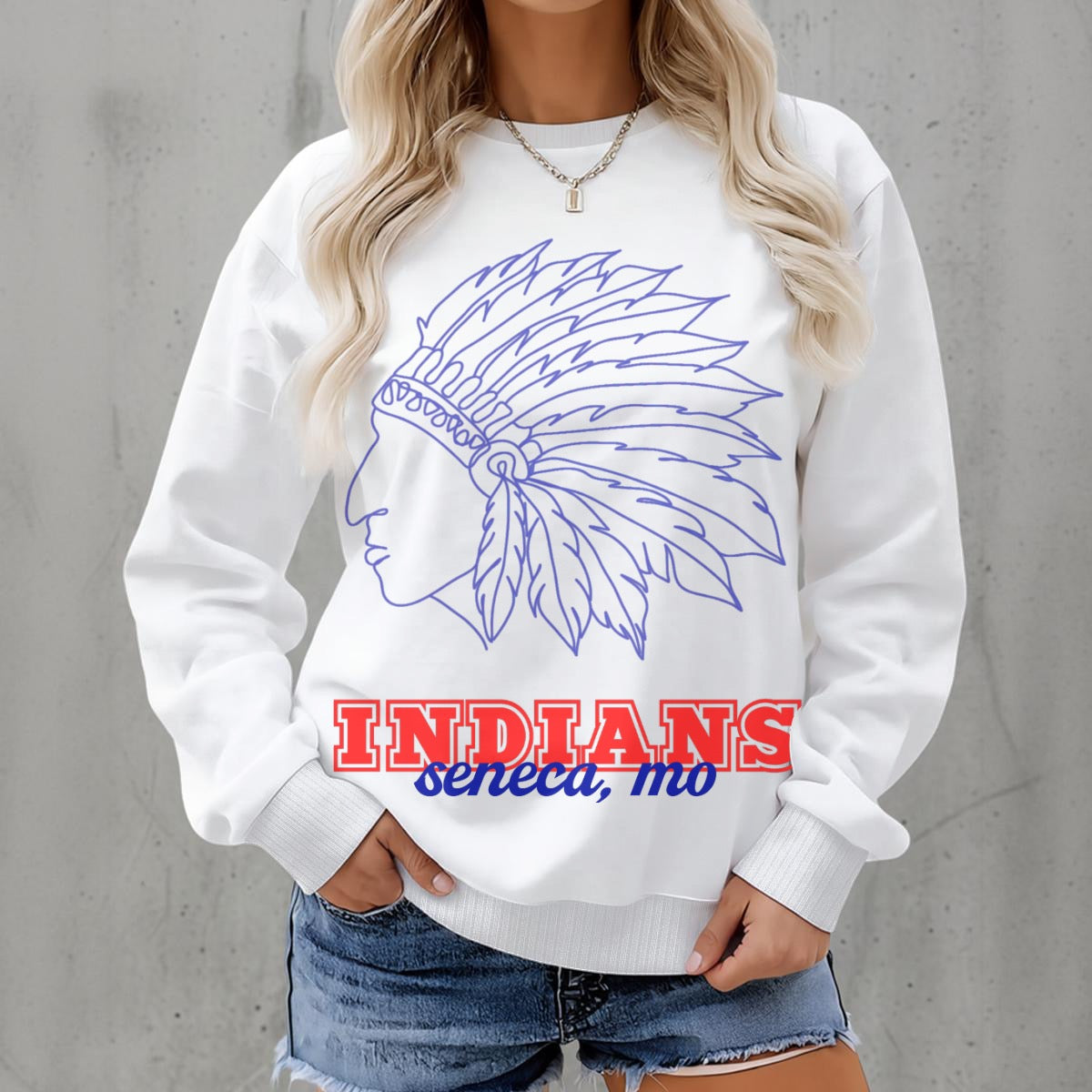 Seneca Indians Valley Girl ~ SweetPea & Sage Collective Excl Women's Fleece Crew Neck Sweatshirt|DTF