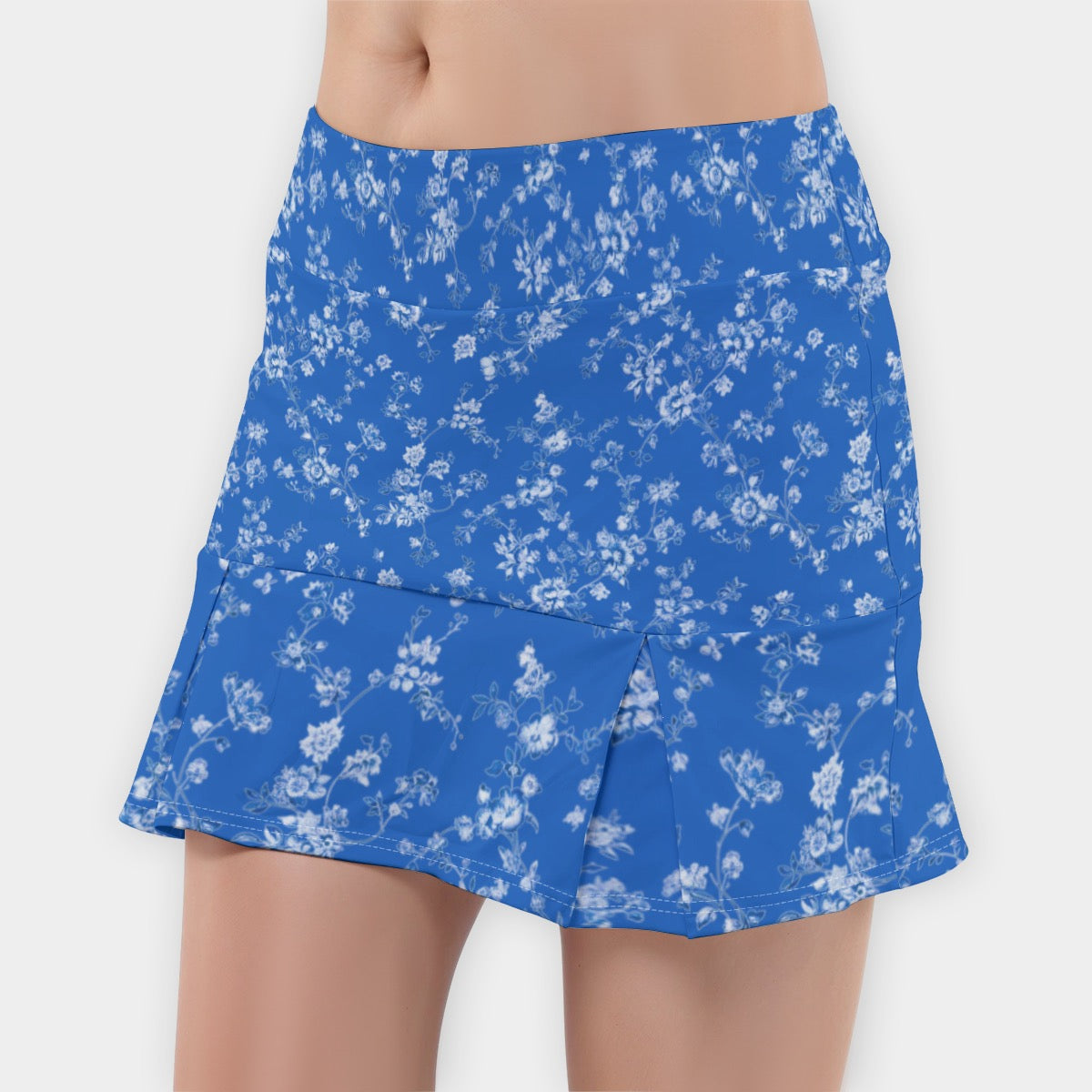 Blue Floral Active Skirt with Inner Shorts
