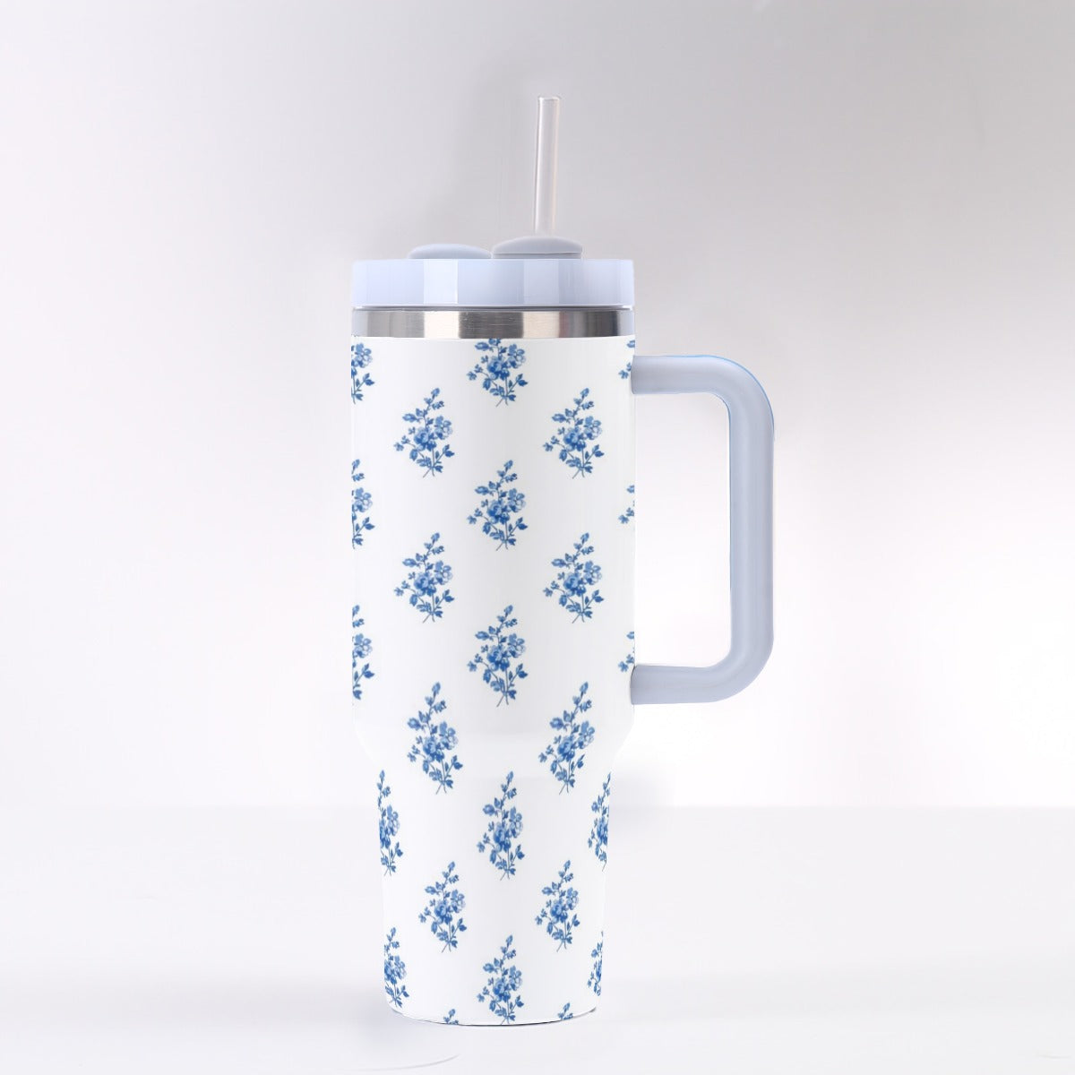 Seneca Blue Floral 40 oz Tumbler With Handle