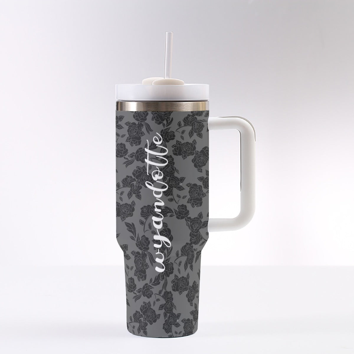 Wyandotte Black Roses oz Tumbler With Handle