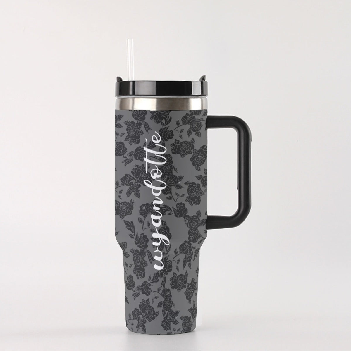 Wyandotte Black Roses oz Tumbler With Handle