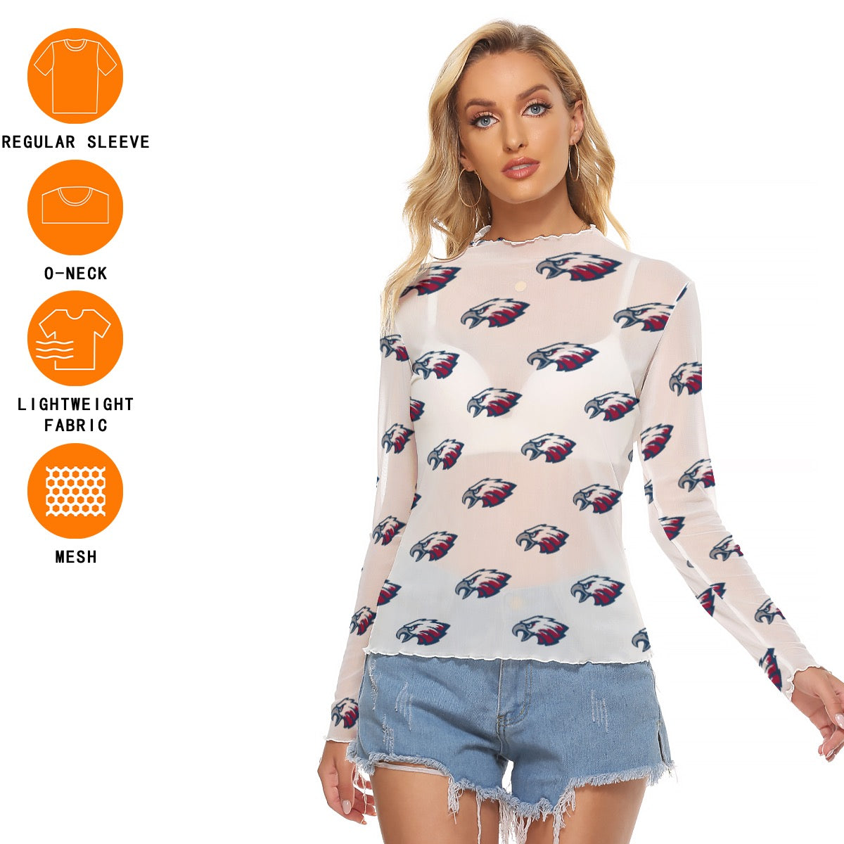 Joplin Eagles ~ SweetPea & Sage Exclusive Design ~ All-Over Print Women's Mesh T-shirt