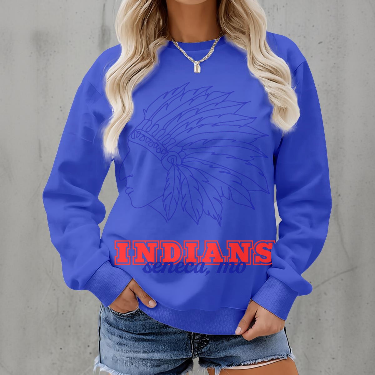Seneca Indians Valley Girl ~ SweetPea & Sage Collective Excl Women's Fleece Crew Neck Sweatshirt|DTF
