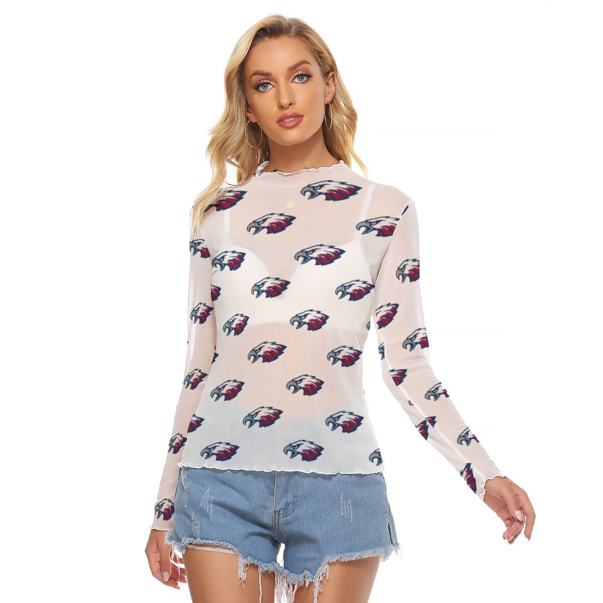 Joplin Eagles ~ SweetPea & Sage Exclusive Design ~ All-Over Print Women's Mesh T-shirt