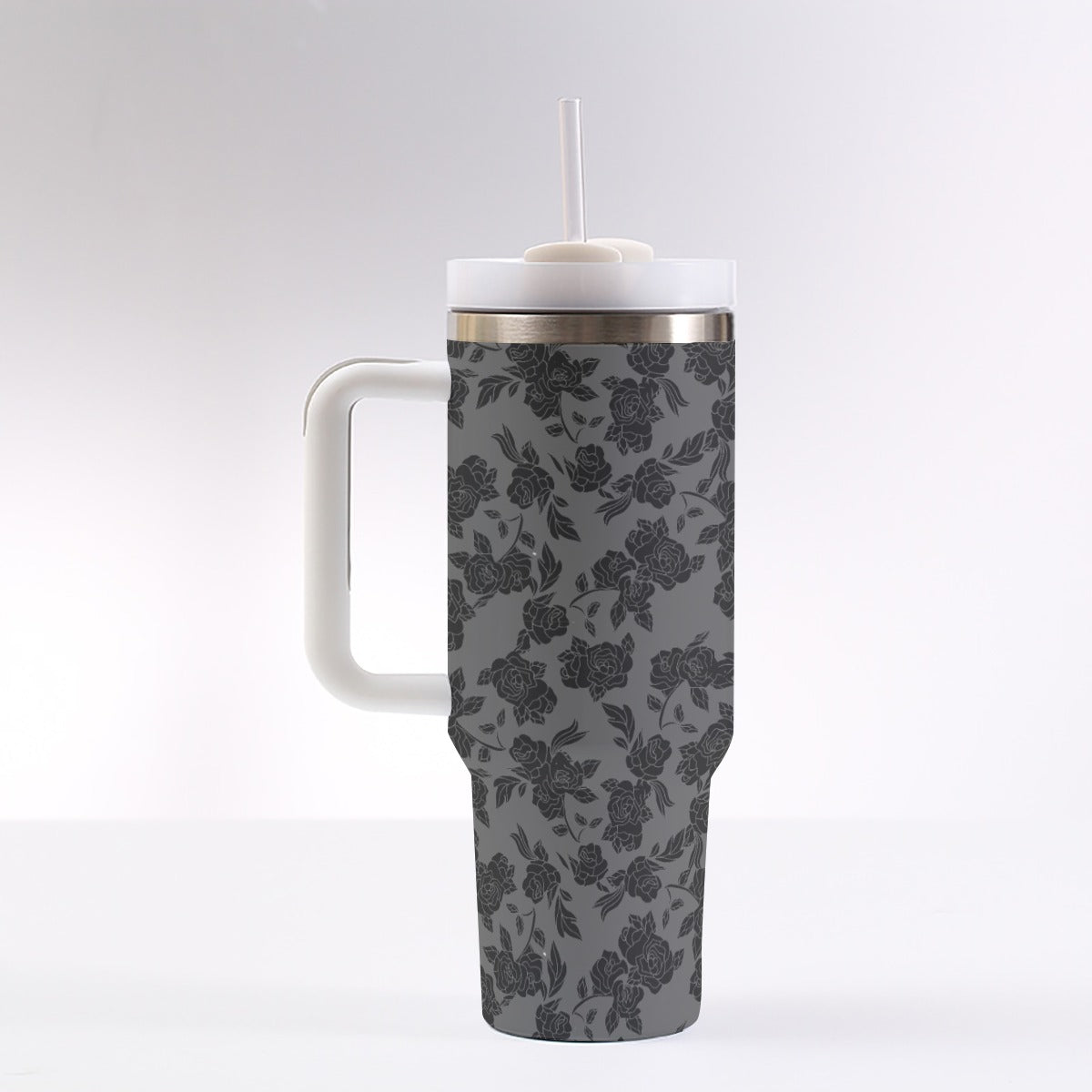 Wyandotte Black Roses oz Tumbler With Handle