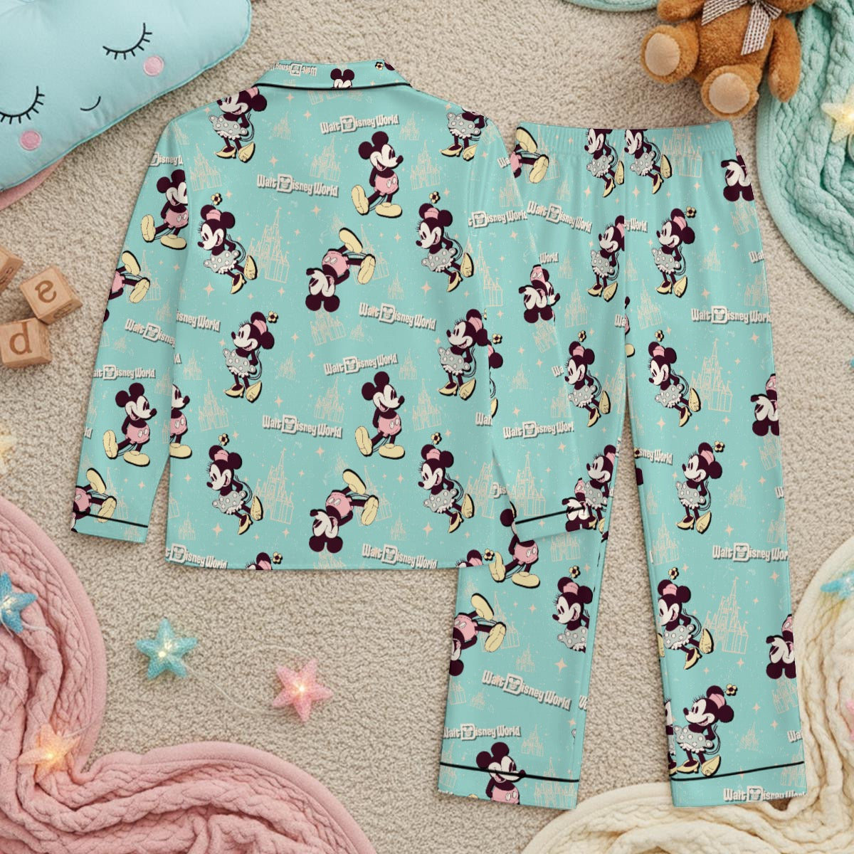 Turquoise Mouse exclusive design Silk Like Kid’s Pajama Set