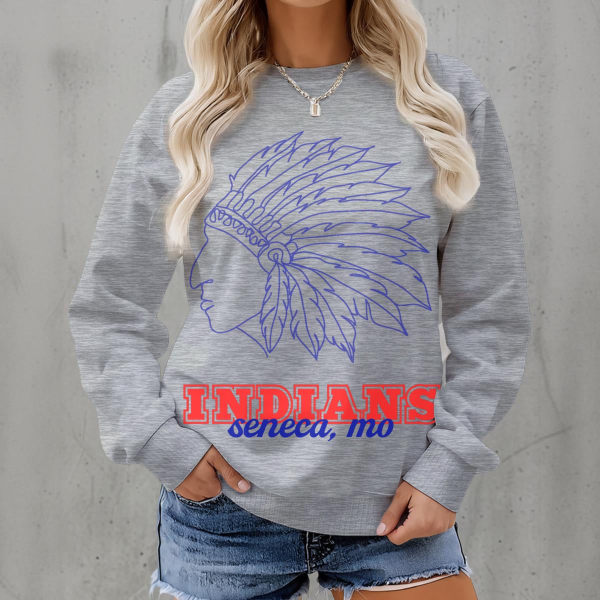 Seneca Indians Valley Girl ~ SweetPea & Sage Collective Excl Women's Fleece Crew Neck Sweatshirt|DTF
