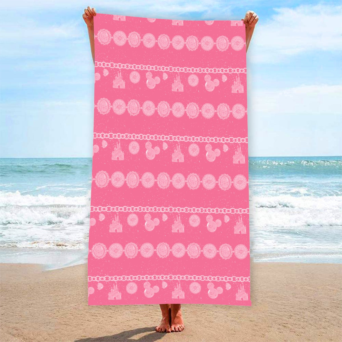 Pink Mouse Bracelet exclusive design 52”x32” Microfiber Polyester Beach Towel