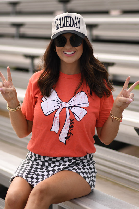 **SALE** RTS Orange Game Day Bow Tee
