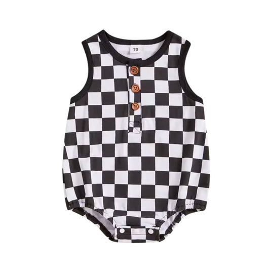 Black Chex Tank Romper RTS