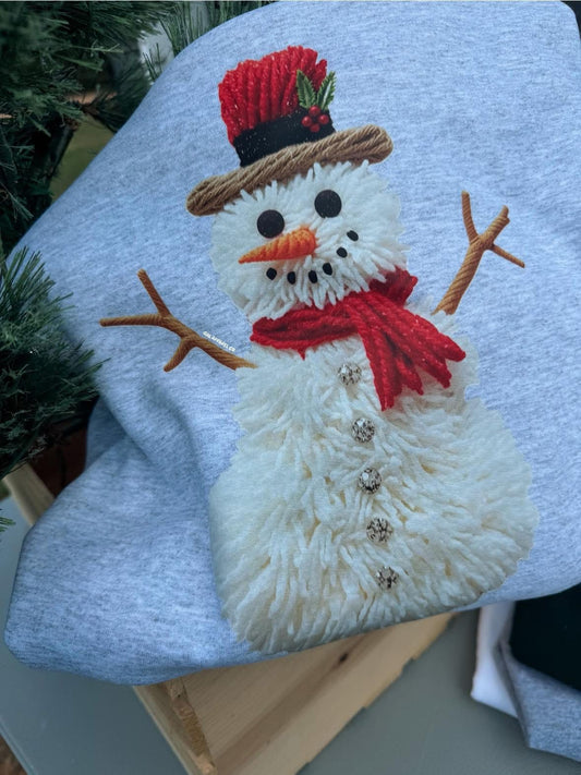 Snowman faux yarn tee or sweatshirt