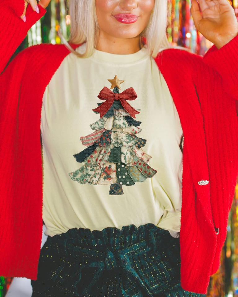 Quilted Christmas tree tee or sweatshirt