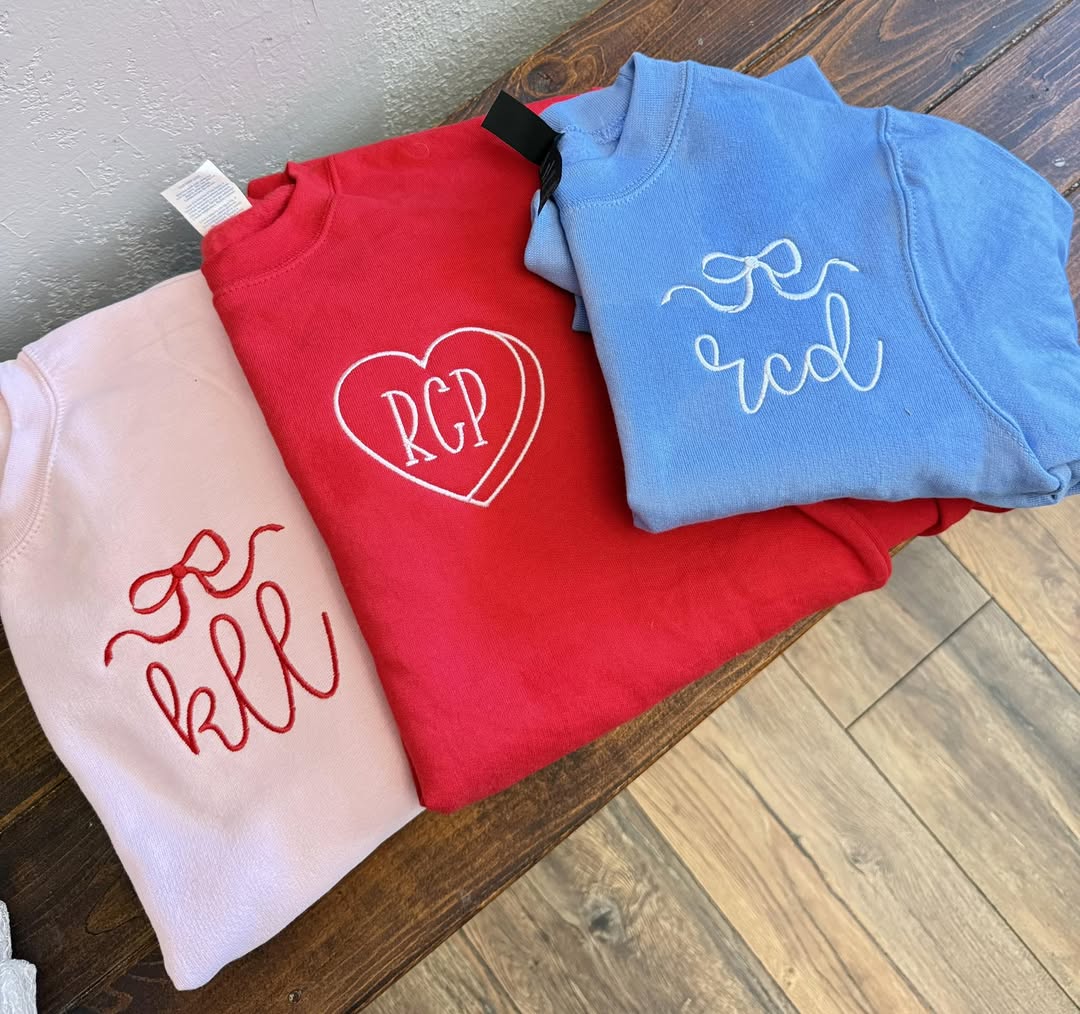 Bow Mono and/or heart mono Sweatshirts- WS