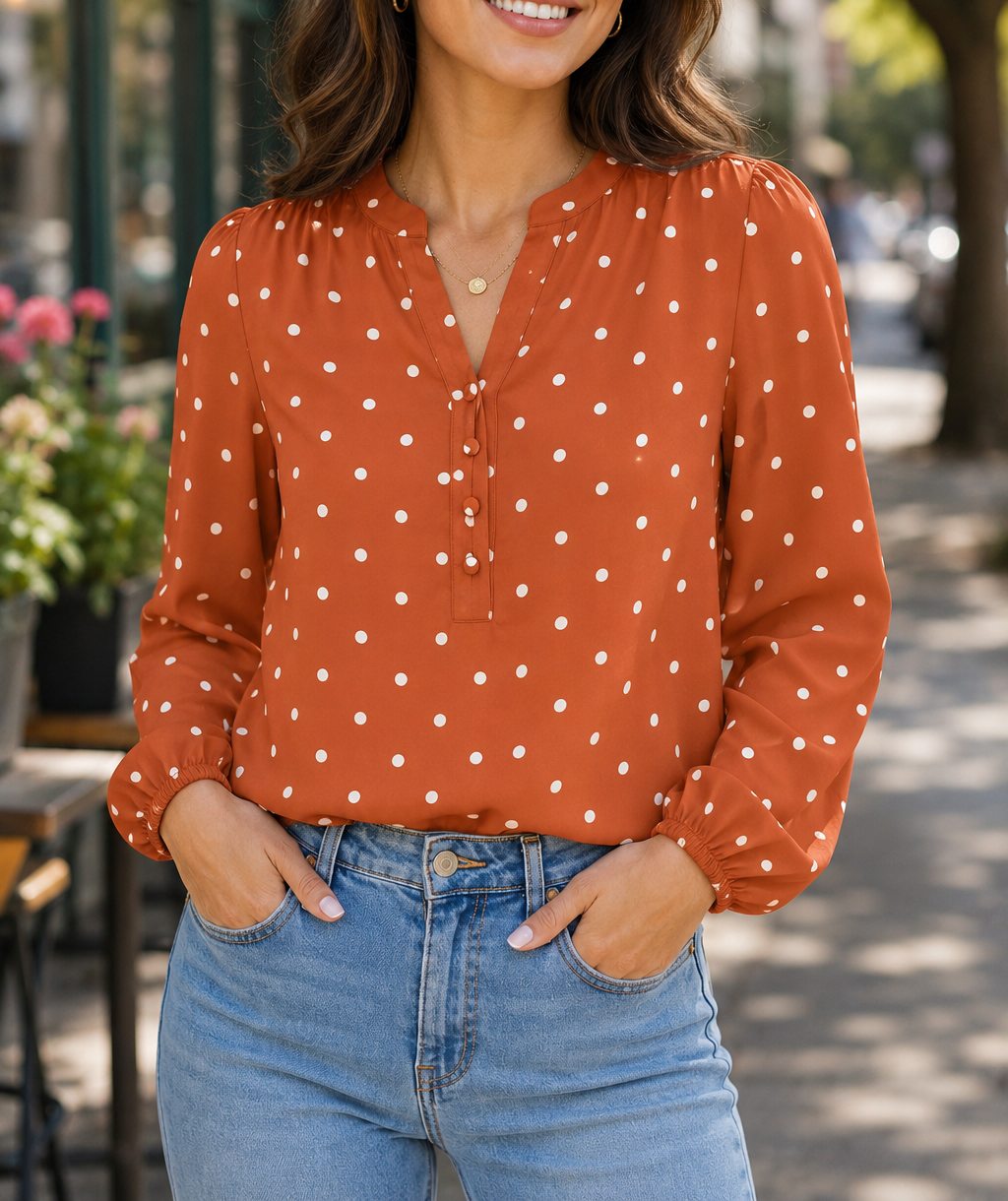 Brown Polka Dot Blouse