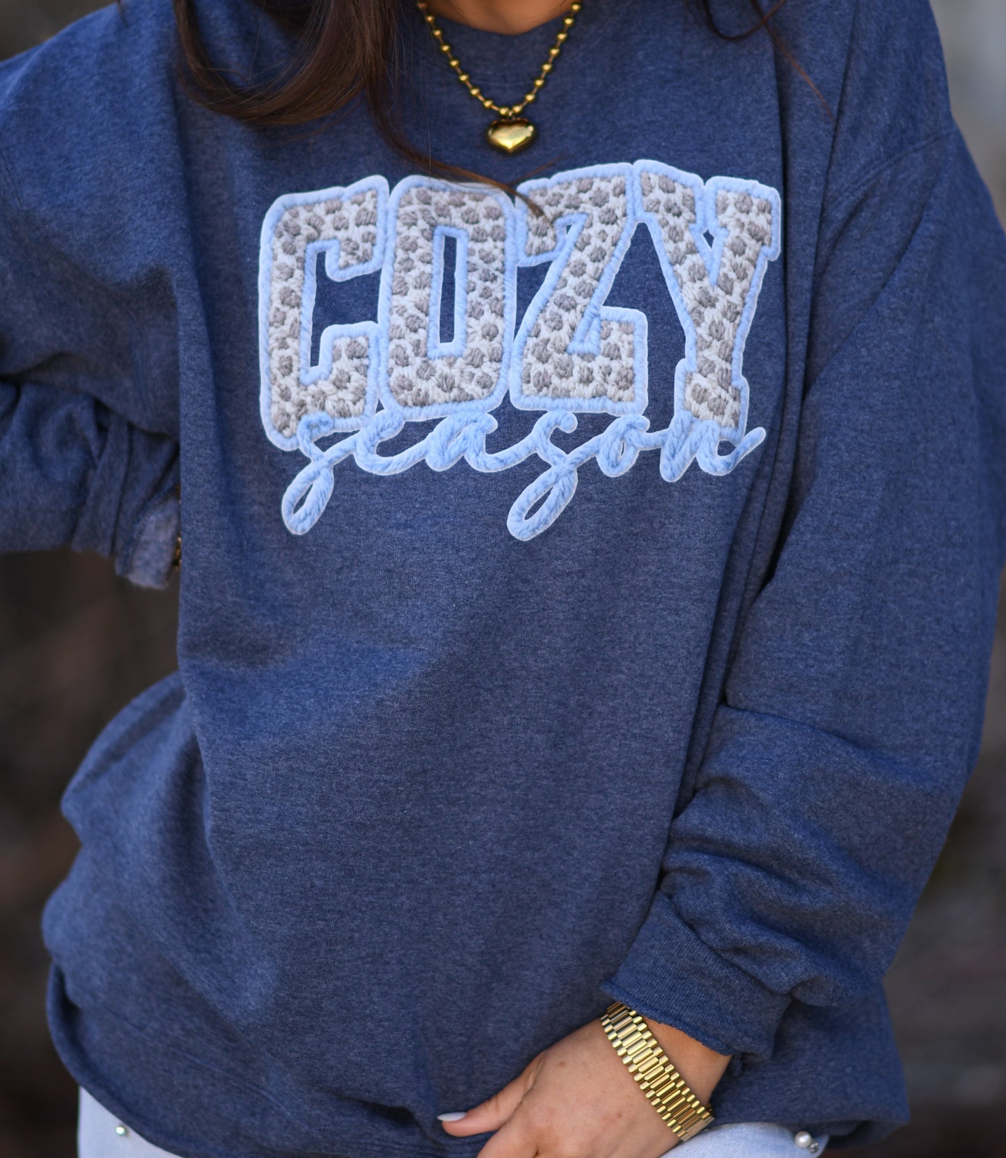 Cozy Season Faux Yarn Leopard Sweatshirt