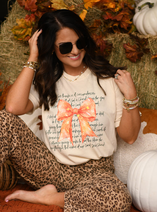 THANKSGIVING BIBLE VERSE BOW TEE