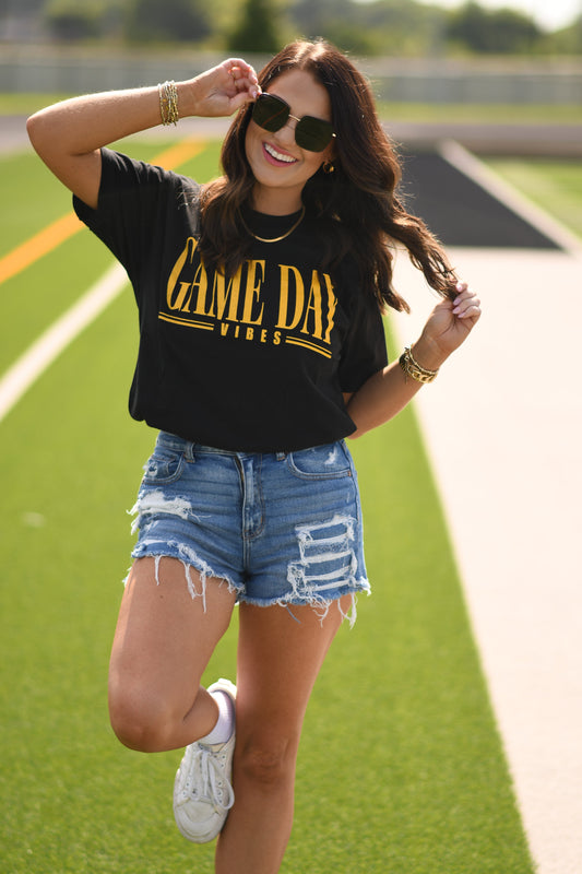**SALE** RTS Black and Gold Game Day Vibes Tee