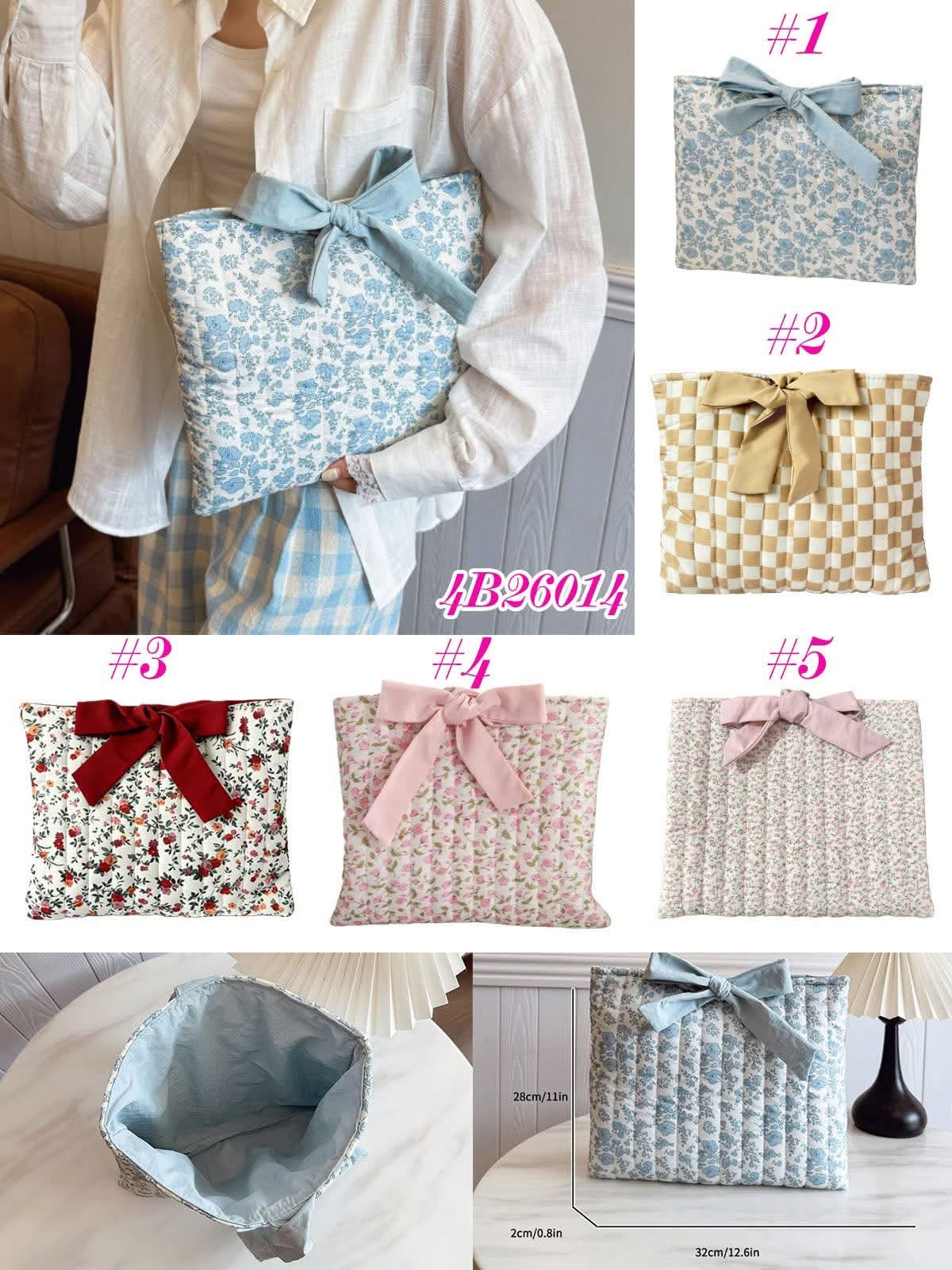 Quilted Bow Tie Cosmetic Bag Or Bible Cover 4B26014