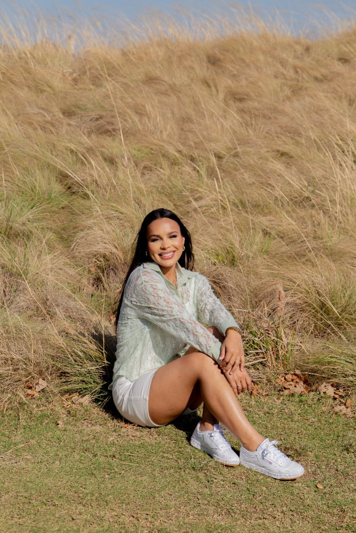 Kathryn Classic Button-Up, Mint Lace