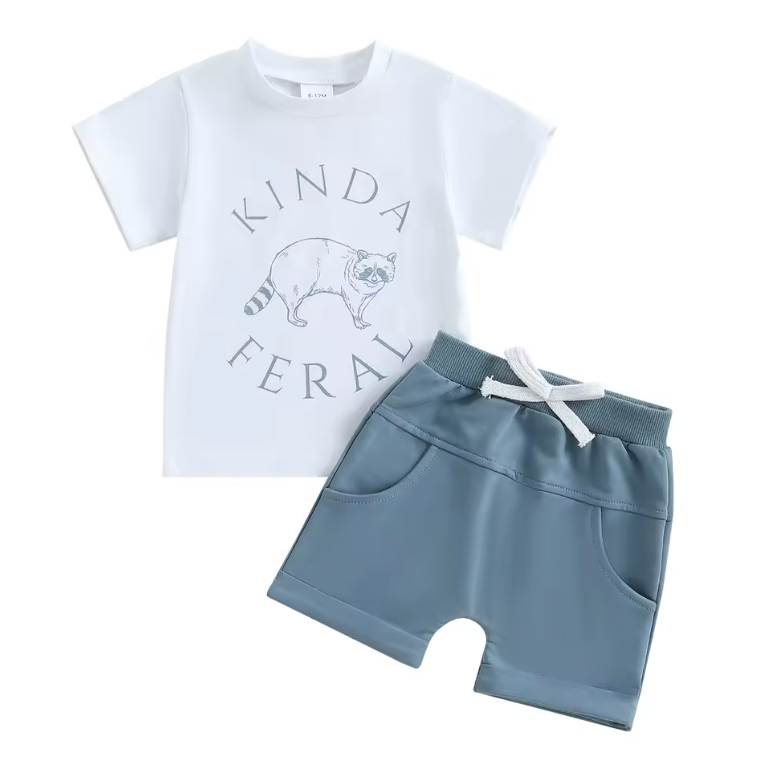 Blue Kinda Feral Tee Short Set RTS