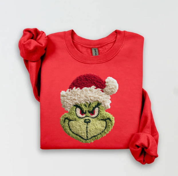 SANTA HAT GRINCH SWEATSHIRT.