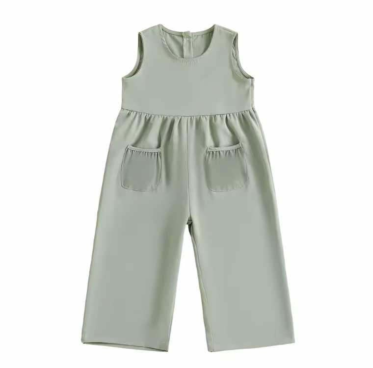 Green Tank Wide Leg Pocket Jumpsuit