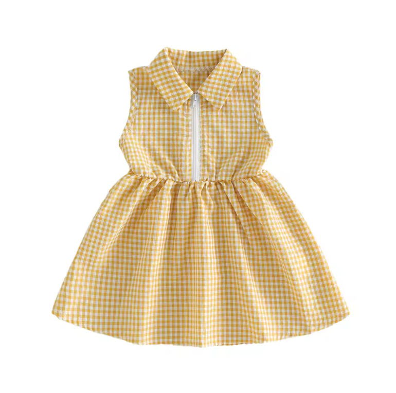 Quarter Zip Yellow Gingham Dress