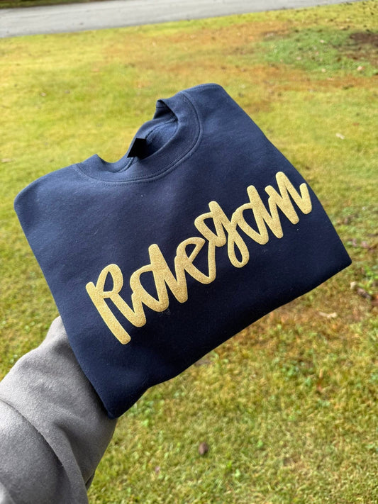 Single color Puff or Glitter Name sweatshirts - HONEY FONT - WS