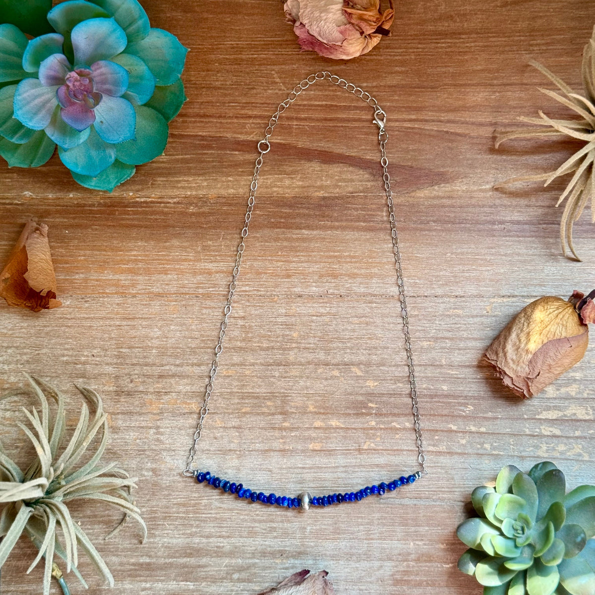 17-Inch Lapis Nugget & Sterling Silver Necklace