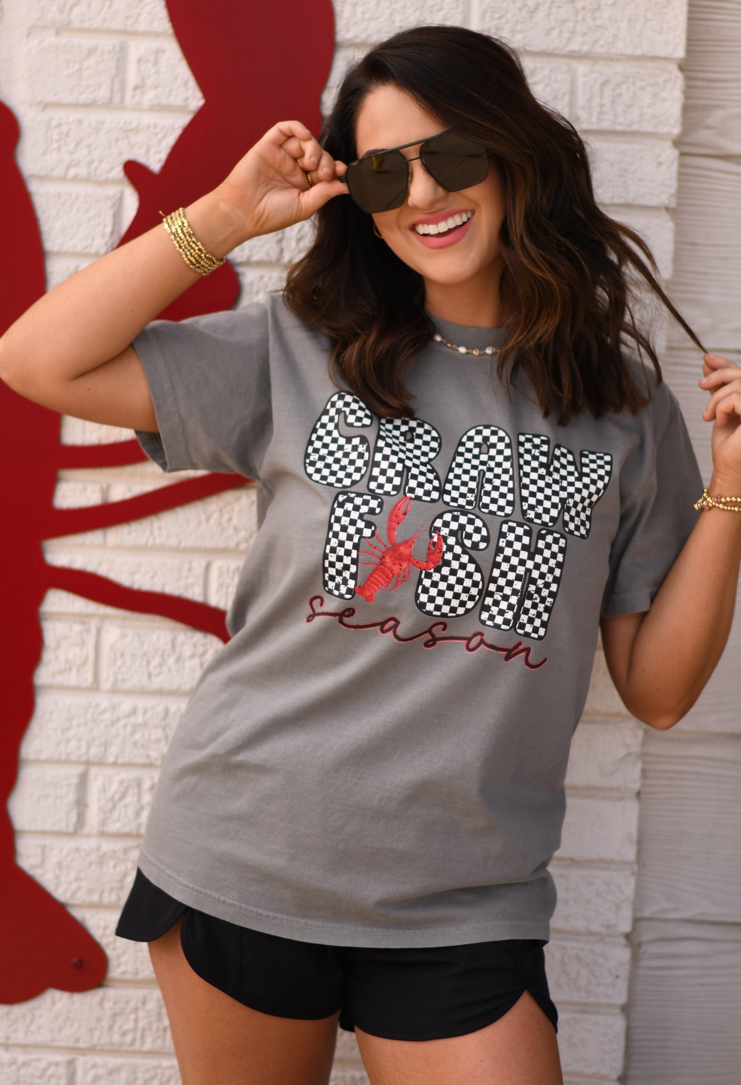 Crawfish Season Checkered Tee