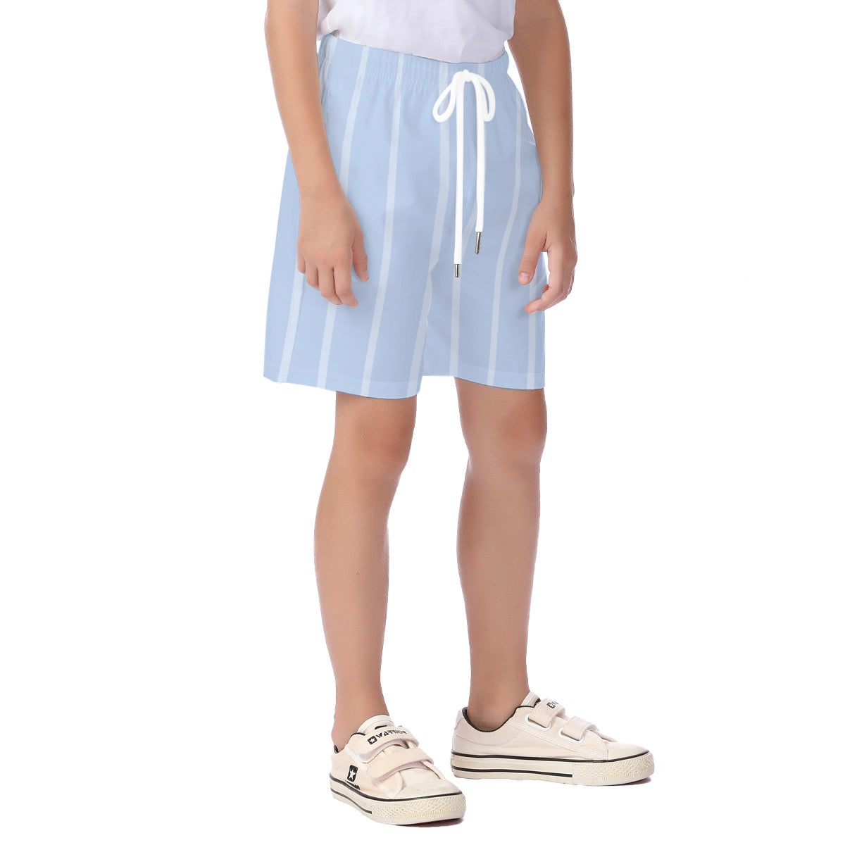 Boys Blue and White Pinstripe Shorts with drawstring & pockets