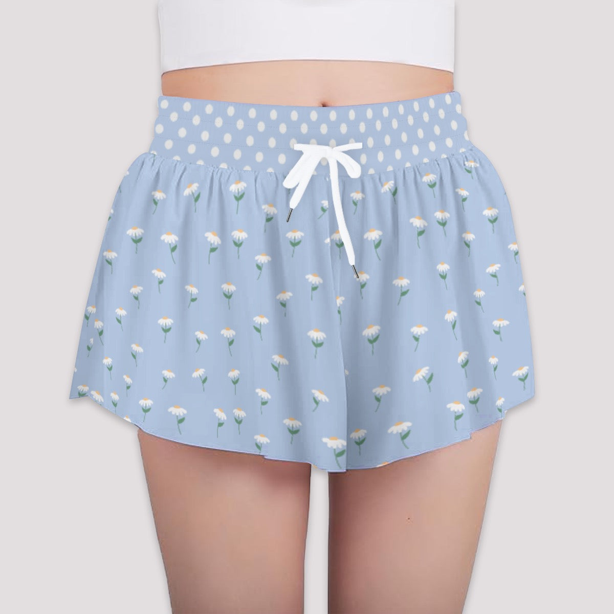 Blue floral & polka dot butterfly shorts for girls
