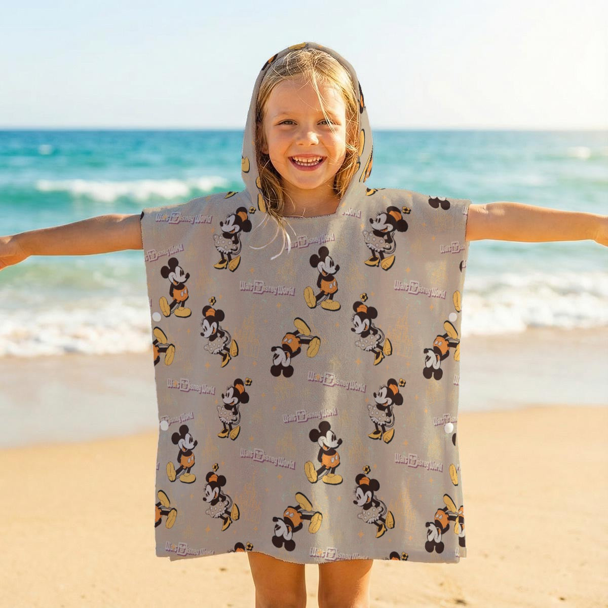 Brown Mouse exclusive design Absorbent Polyester Terry Cloth Kids Hooded Towel Poncho