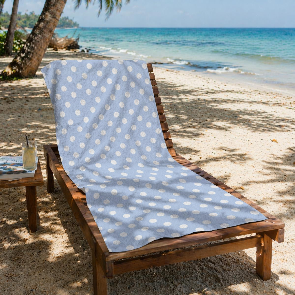 Blue & White Polka Dot Beach Towel 29.5” x 59.1”