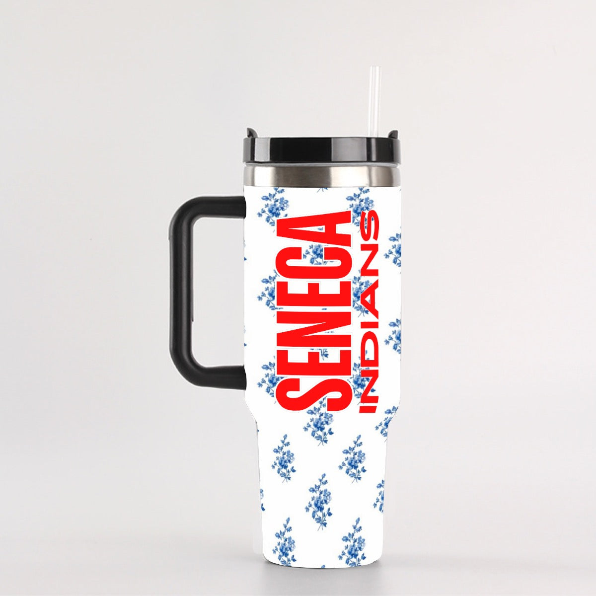 Seneca Indians Blue Roses & Red Block Letters