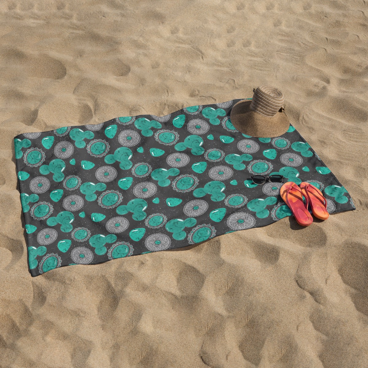 Western Turquoise & Black Mouse exclusive design 52”x32” Microfiber Polyester Beach Towel