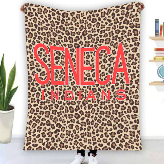 Seneca Indians Cheetah Print with Red Lettering ~SweetPea & Sage Collective Exclusive Design~Single-Side Printing Blanket