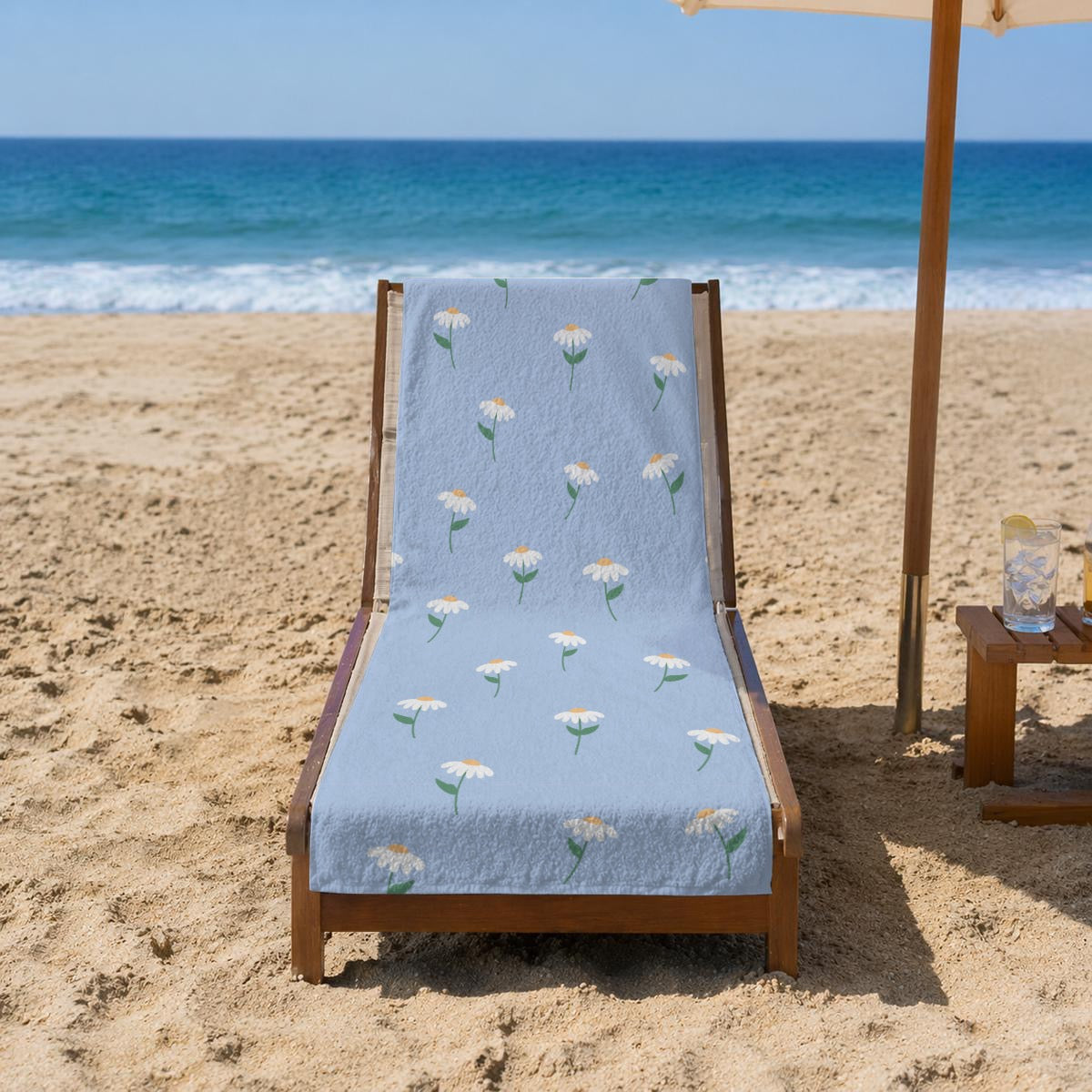 Blue Floral Beach Towel 29.5” x 59.1”