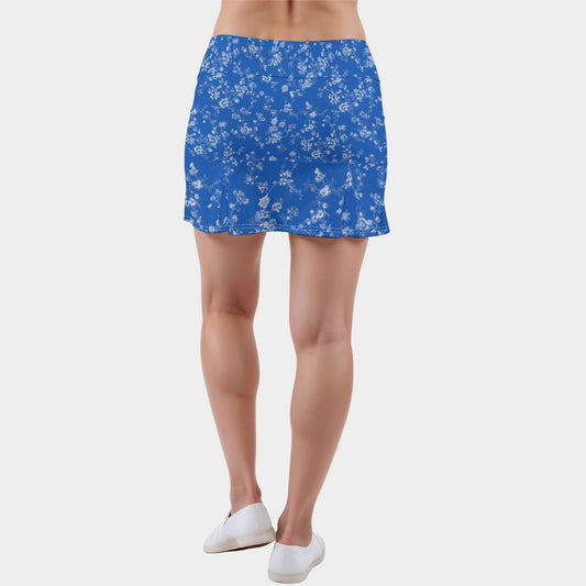 Blue Floral Active Skirt with Inner Shorts