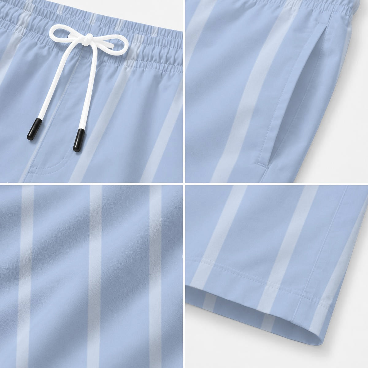 Men’s Blue & White Pinstripe Shorts with drawstring & pockets