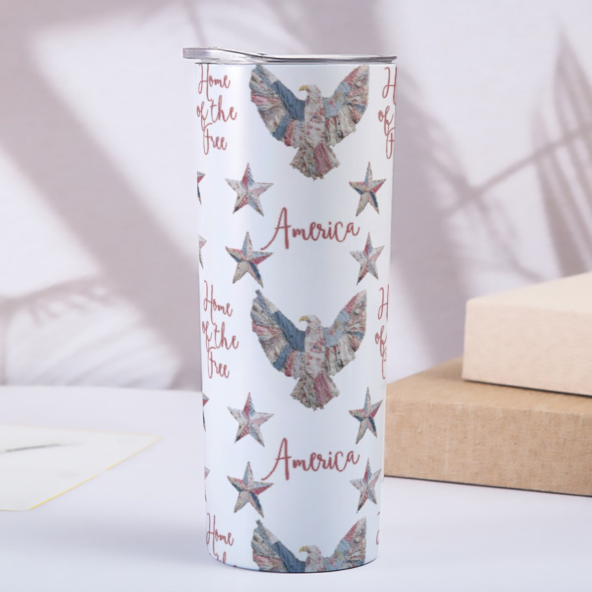 America Home of the Free Eagle Patchwork Tumbler 20 oz.
