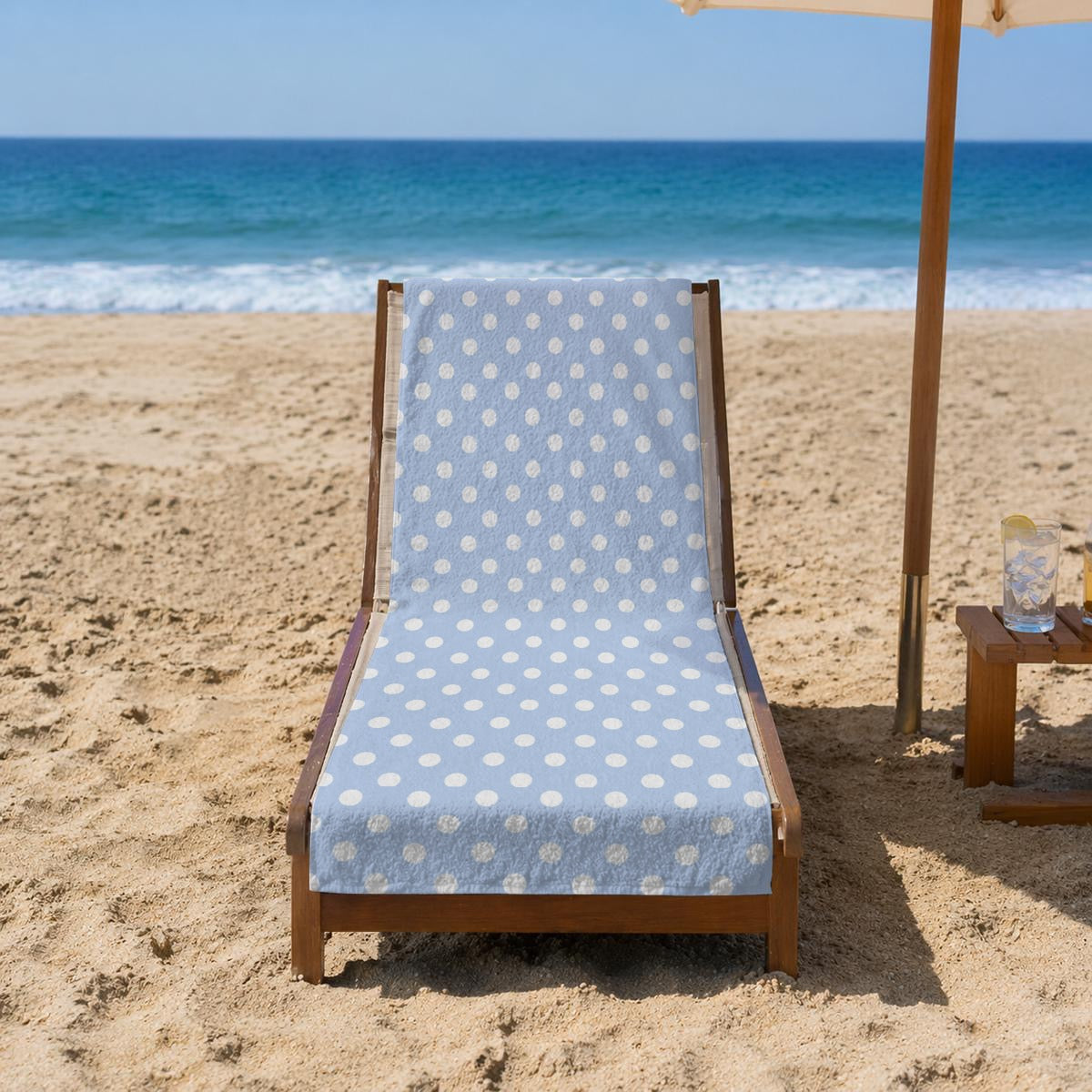 Blue & White Polka Dot Beach Towel 29.5” x 59.1”