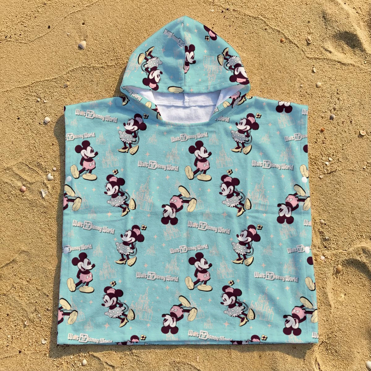 Turquoise Mouse exclusive design Absorbent Polyester Terry Cloth Kids Hooded Towel Poncho