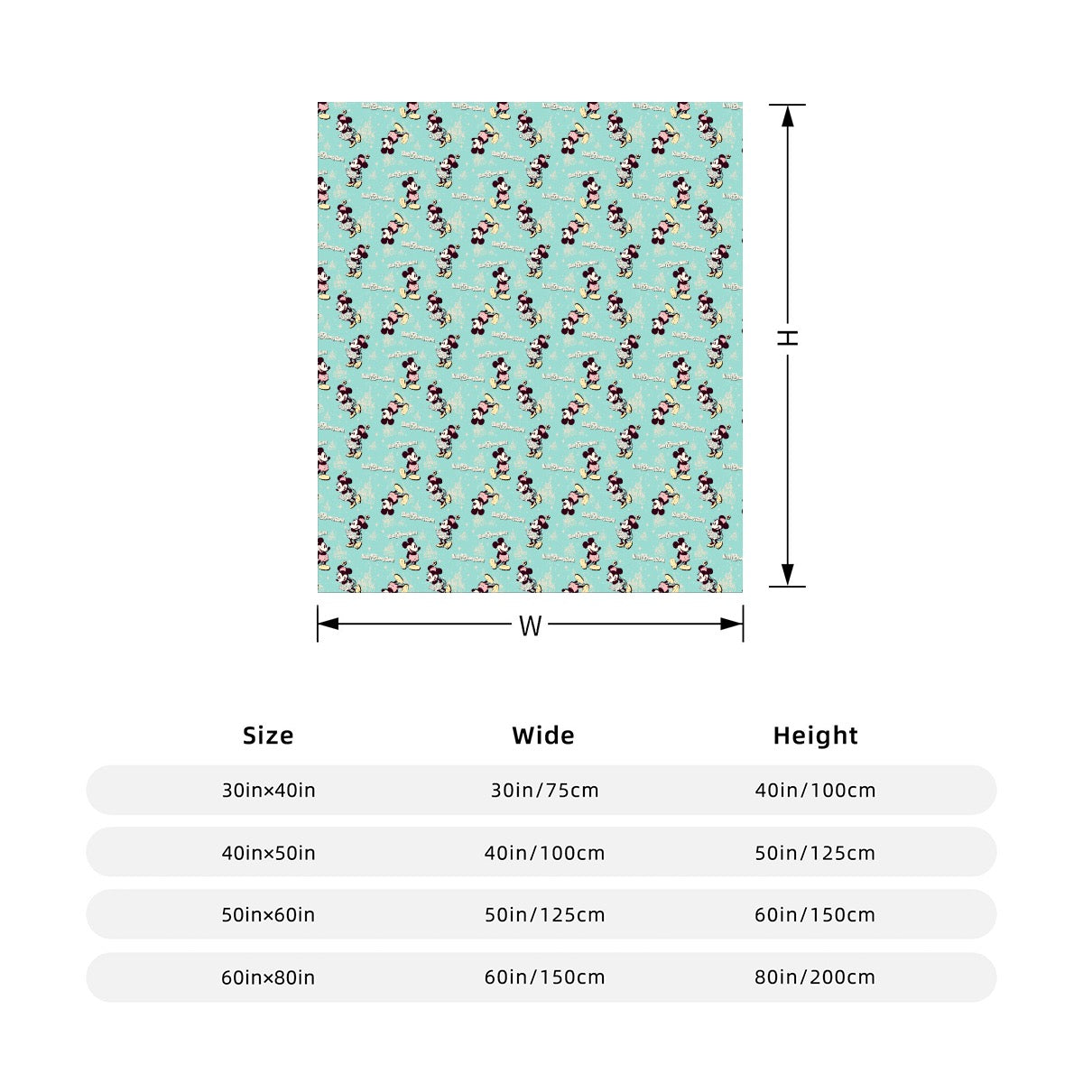 Turquoise Mouse exclusive design Polyester Multiple Sizes Throw Blanket