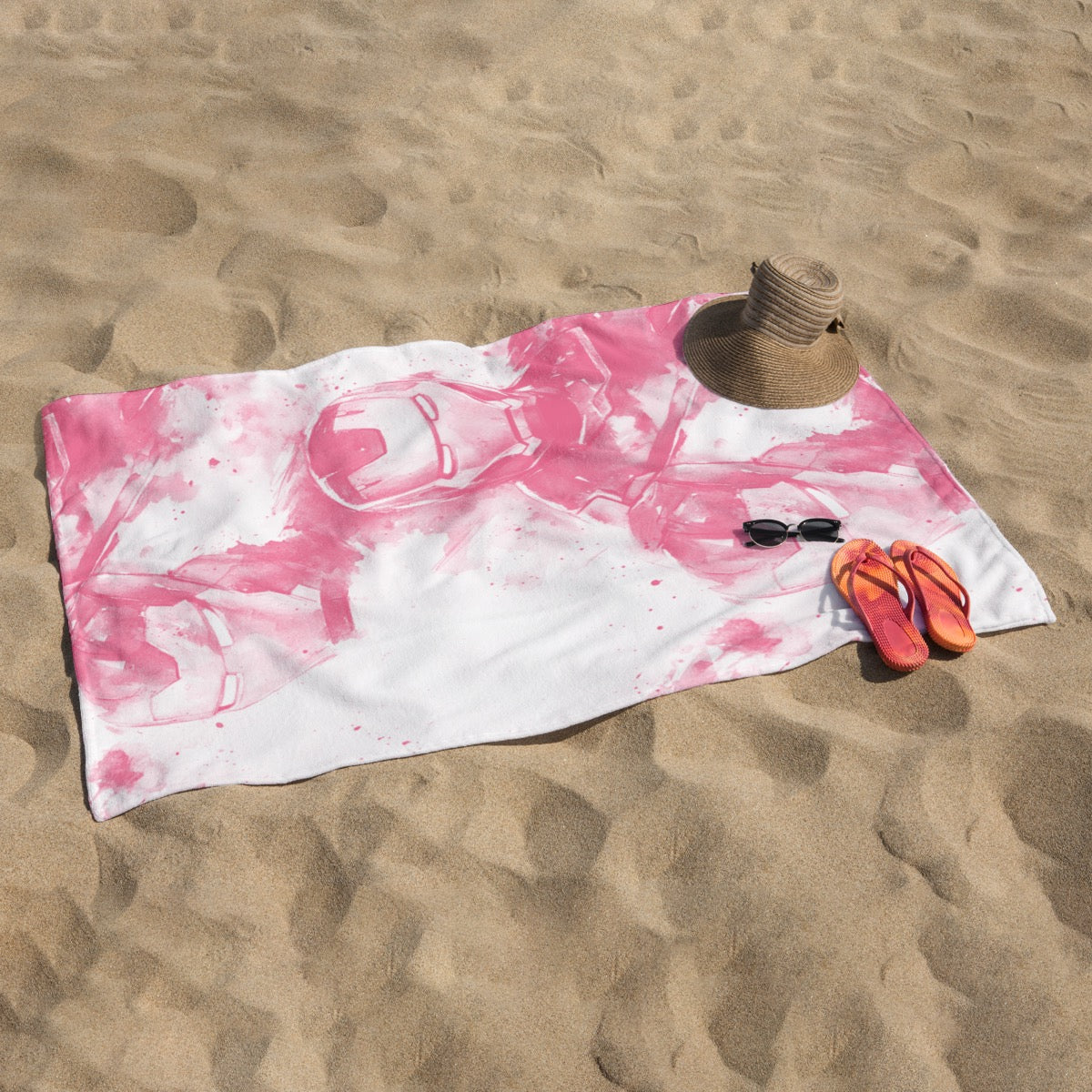 Action Hero Pink exclusive design 52”x32” Microfiber Polyester Beach Towel